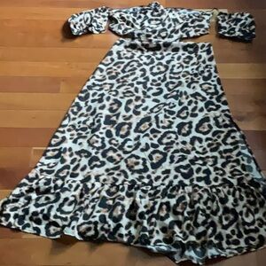 Brand new print dress long slits at the side